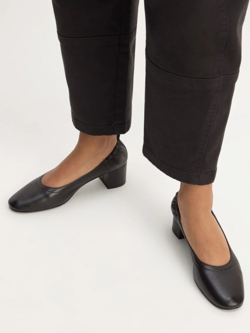Everlane The Day Heel in Black Leather, 6